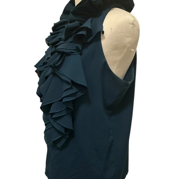 Robbi & Nikki Elegant Ruffled Black Sleeveless Top - Picture 5 of 11